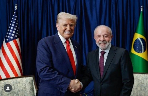 Foto de Donald Trump e Lula bate recorde de engajamento nas redes sociais. Foto: Ricardo Stuckert
