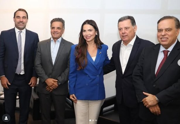 Paula Belmonte, Aécio Neves e Marconi Perillo. Foto: Reprodução @paulabelmonteoficial